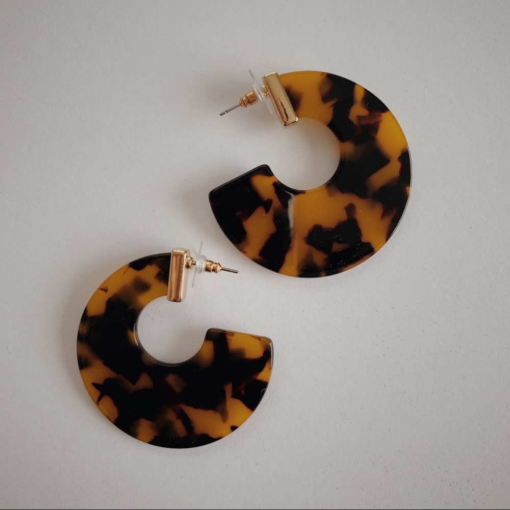 NEW C & C California Tortoiseshell Resin Hoops